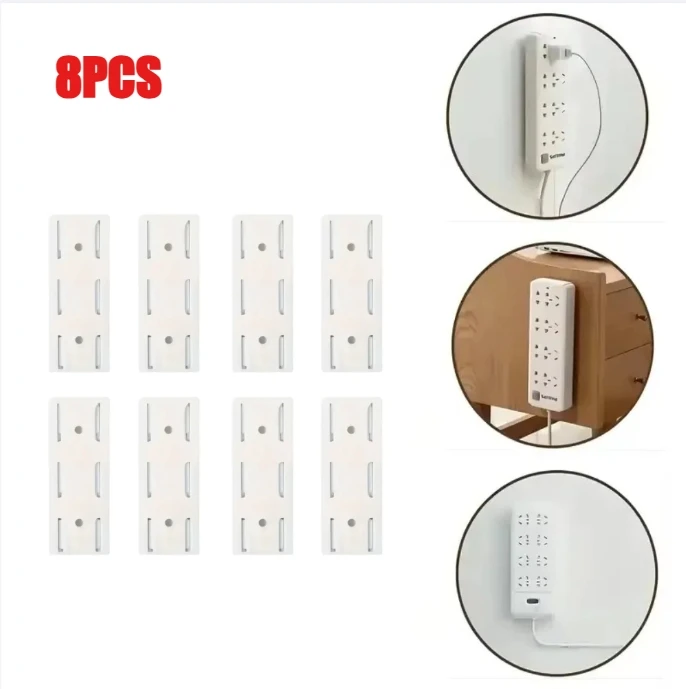 An der Wand montierter, selbstklebender Steckdosenleisten-Fixierer, abnehmbarer Kabel-Organizer, Desktop-Steckdosenhalter für Büro und Zuhause