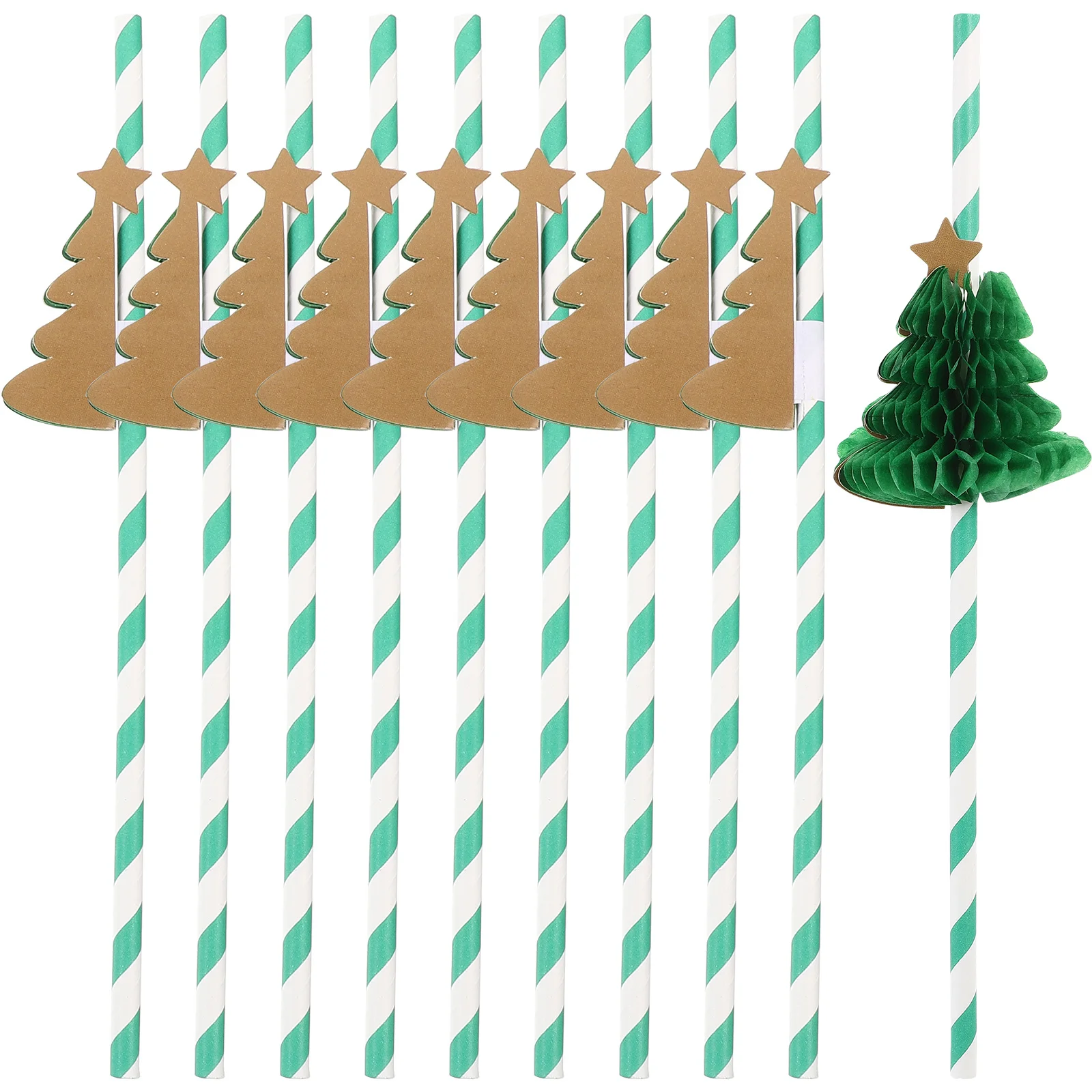10 قطعة مهرجان القش شجرة عيد الميلاد العسل ورقة القش للحزب لوازم عيد الميلاد الشرب المتاح المشروبات القش المطبخ