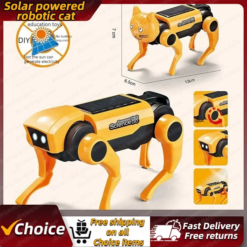 13.5x7x8cm Science And Education Solar Robot Dog Steam Manual Diy Assembling Educational Science Experiment Robot Children\'s Toy