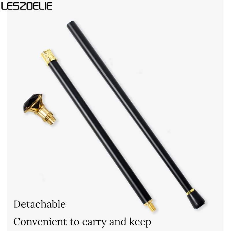 Элегантная трость 90 см в темном стиле с черными бриллиантами и золотой ручкой, модные декоративные трости для косплея для мужчин и женщин