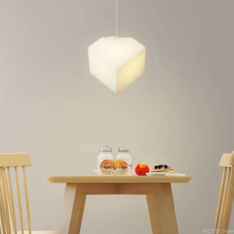 Luz colgante de cubo de queso, luz de pasillo moderna y minimalista, pantalla de ventana de estilo nórdico, luz de techo de vestíbulo de entrada