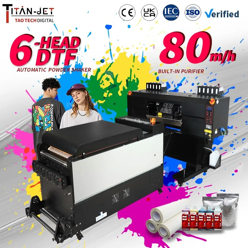 

6-Head DTF Printer Epson I3200 A1 High Speed With Purifier Automatic Cycle Powder T-Shirt Digital Printing