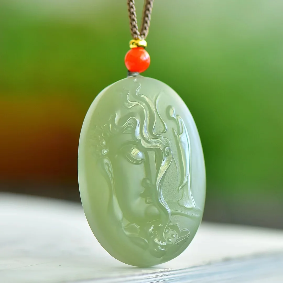 Hetian Jade Qinghai Material Has Buddha in the Heart Pendant Jewelry 1379#