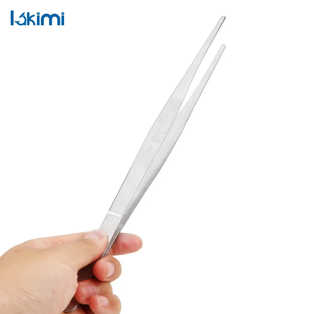 

Straight Toothed Stainless Steel Tweezer for Home Medical Garden and Kitchen Use Long Barbecue Food Tong 20CM/30CM LA-AA69