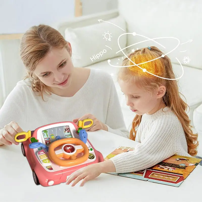 Steering Wheel Toys  Educational Simulation Stroller Steering Wheel Vocal Toys Pretend Play Driving Learning Toy Steering Wheel