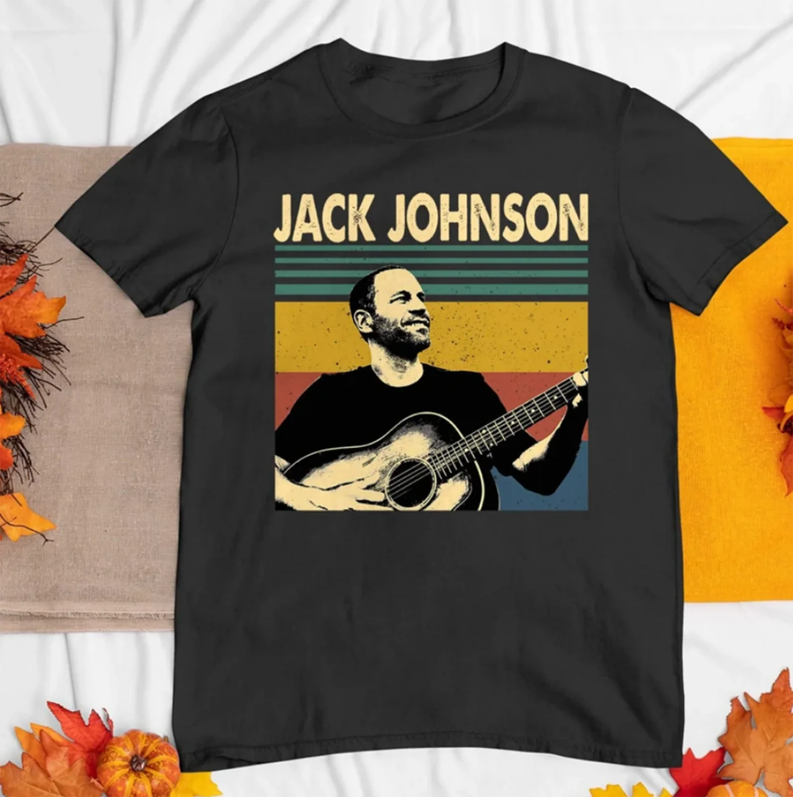 Jack Johnson Retro Vintage Guitar Black T Shirt Size S M L 234XL Cotton cg716