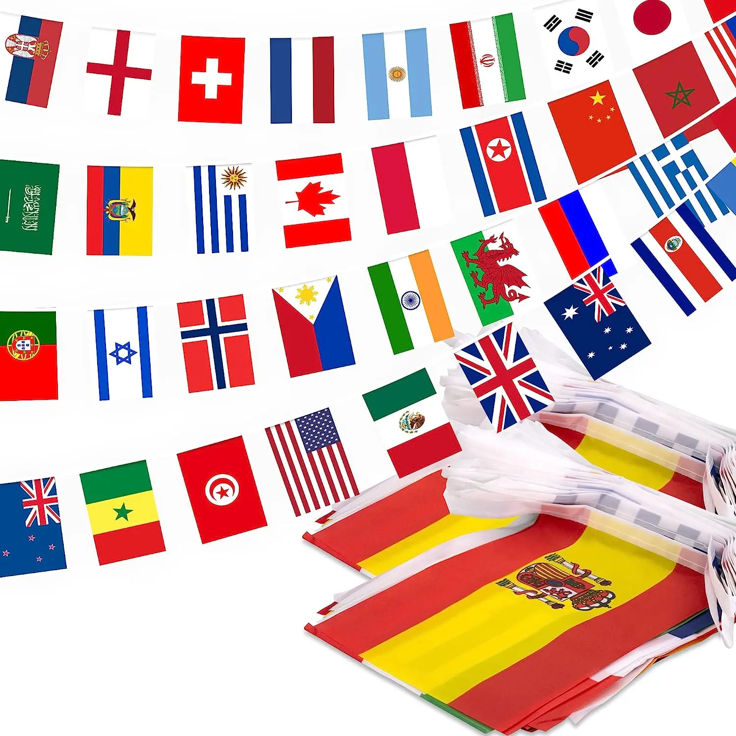 100 Countries String Flag International Flags Bunting Banner for School Sports Events World Flag Banner Decoration