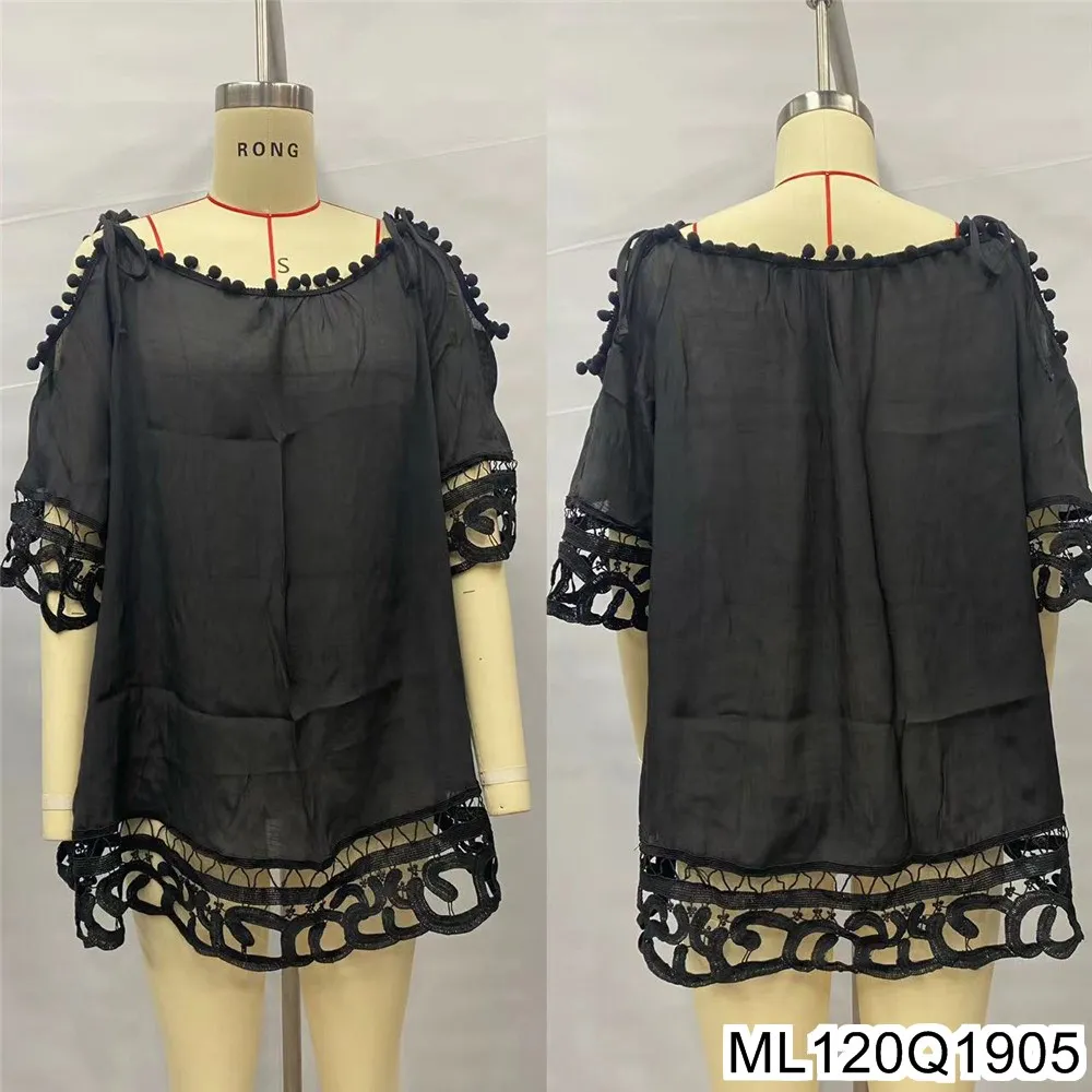 Abito da spiaggia sexy in tinta unita in pizzo scavato, abbigliamento casual ampio per la protezione solare da spiaggia per le vacanze, grembiule da bagno ML120Q19