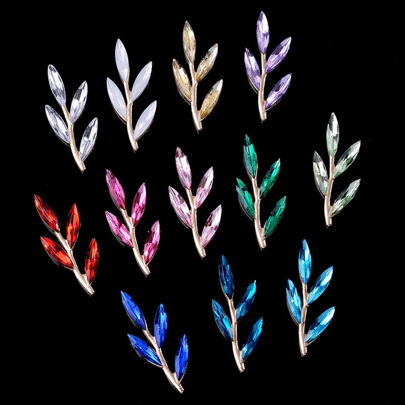 

2021New 100Pcs Rhinestones Branch Leaves Button for DIY Hair Accessories and Wedding Bridal Decoration RM274