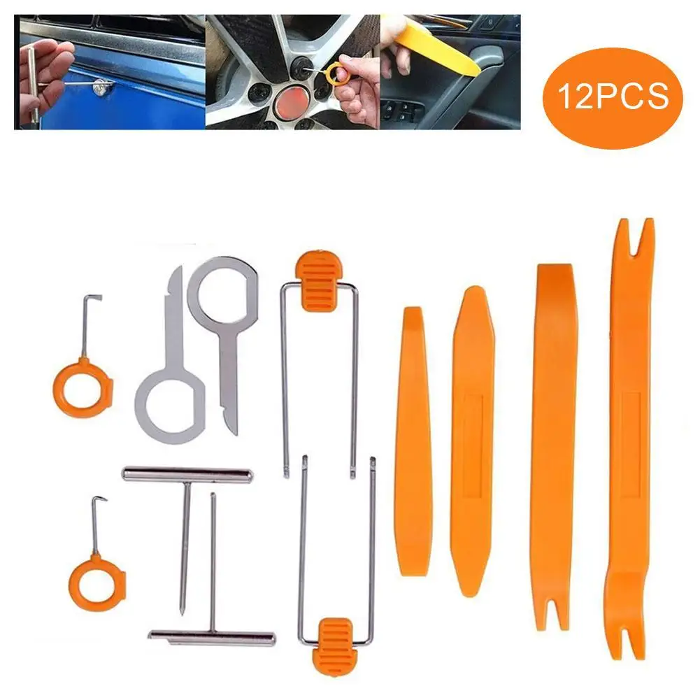 

12 шт., ручной инструмент для автомобиля, наборы инструментов для ремонта салона автомобиля, зажим для двери автомобиля, панель, отделка приборной панели, аксессуары для удаления аудиосистемы