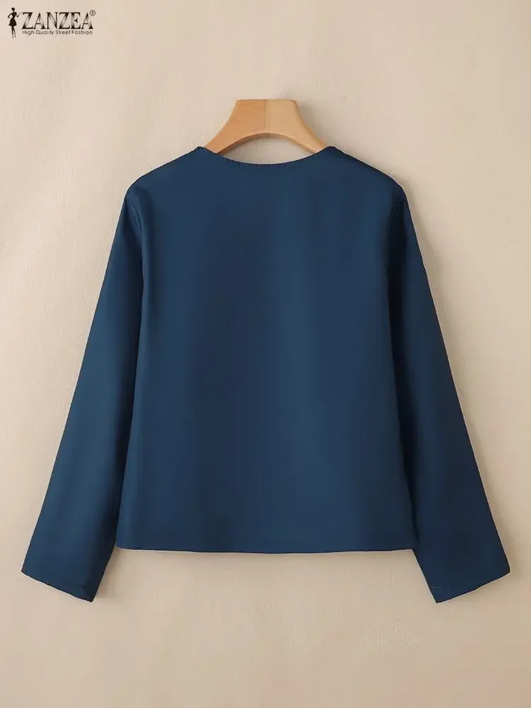 

ZANZEA Floral Printing Shirts Women Casual O-Neck Long Sleeve Button Up Loose Lightweight Outerwear Autumn Woman Clothes S-3XL