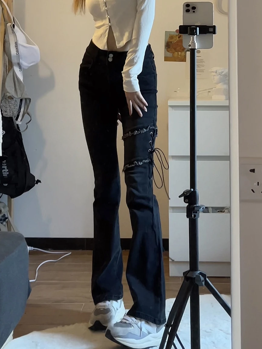 

High Waist Bell Bot Jeans Women's Slim Fit Design Spring New Sle plus Size Fat MM Girls Trendy Casual Long Pants