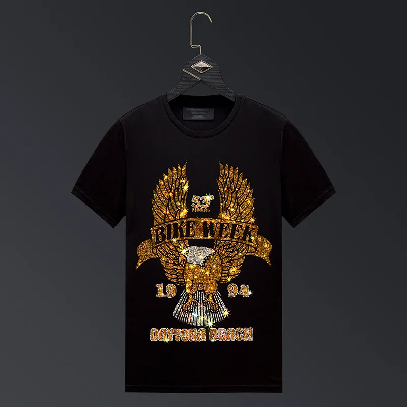 

2025 Eagle Diamonds Men T Shirts Fashion Streetwear Slim Mercerized Cotton O Neck Short Sleeve Casual Tshirts Plus Size 6XL
