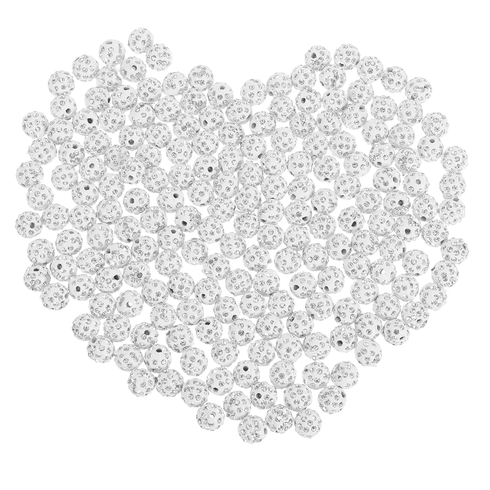 

200Pcs Rhinestone Clay Beads Jewelry Making White Shiny Round 10Mm Disco Ball Baseball Beads Sparkle for DIY Bracelets Necklaces