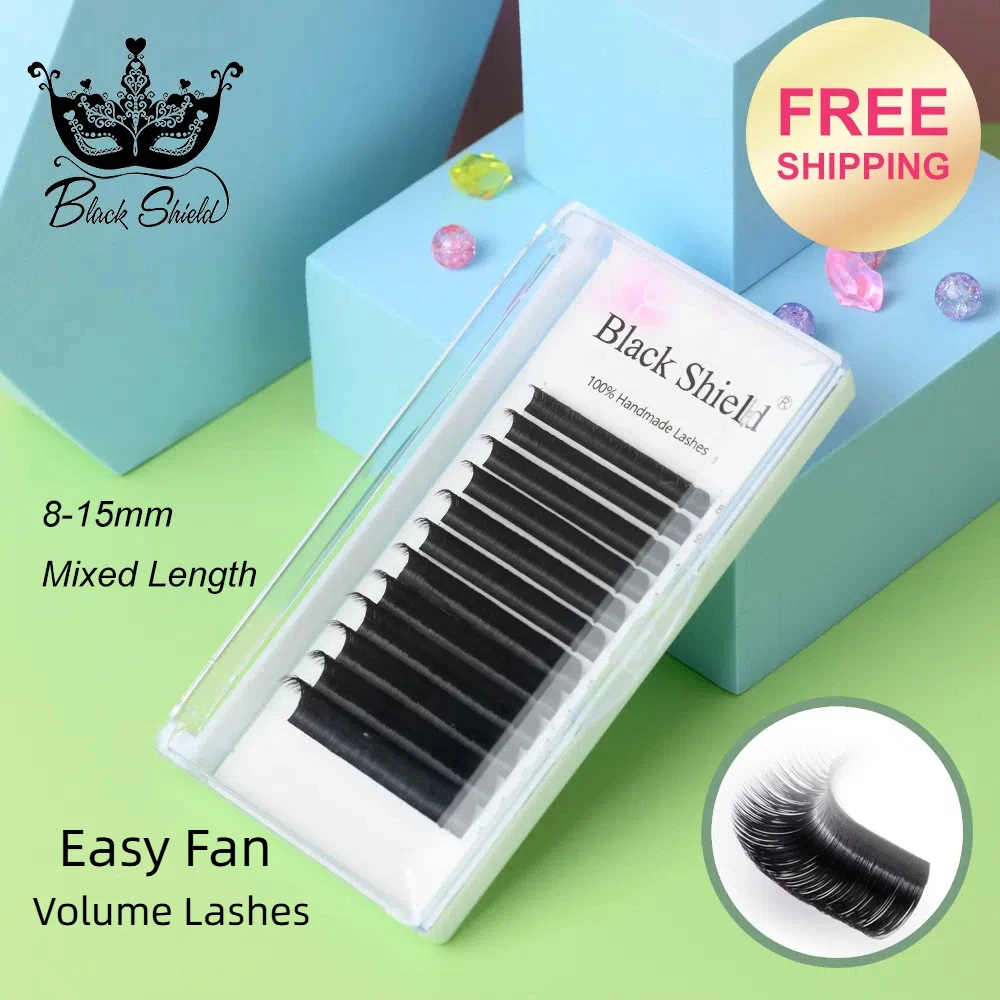 

Black Shield Lashes Easy Fan Lashes Premade Volume Fans Eyelash Extension Fast Blooming Fans Mink Lashes Natural Silk Lash