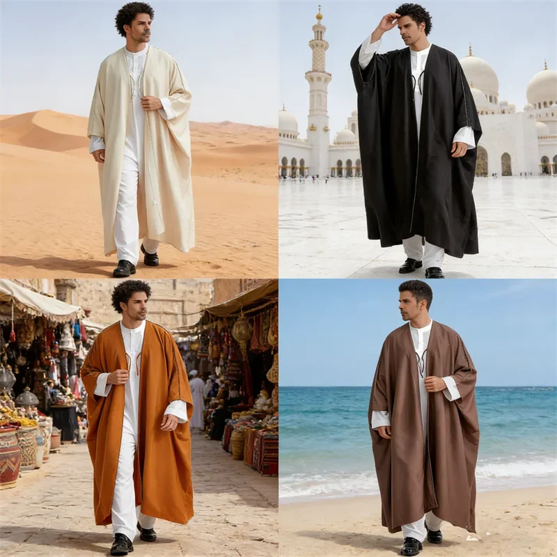 

Thobes for Men Muslim Thobe Saudi Arabia Dubai Jubba Kimono Djellaba Robe Abaya Turkey Ramadan Dress Morocco Islamic Clothing