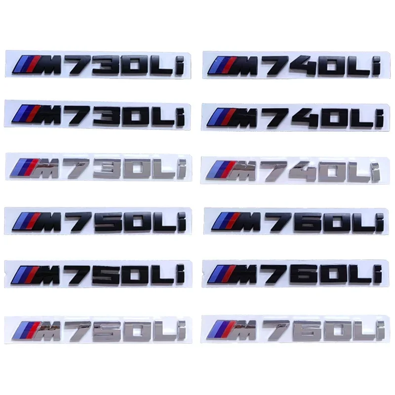 3D ABS Car Rear Trunk Emblem Letter Sticker for BMW M730Li M740Li M750Li M760Li Side Body Badge Modified Decoration 