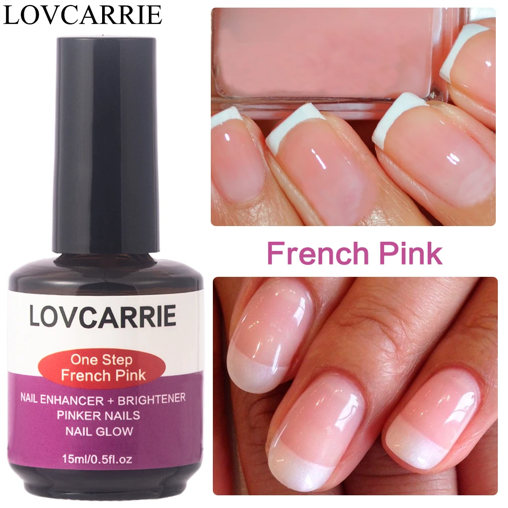 

LOVCARRIE Nail Hardener French Pink One Step Nail Glow Brightener 15ML Natural Dry Ridge Filler Strengthener for Repair Nails