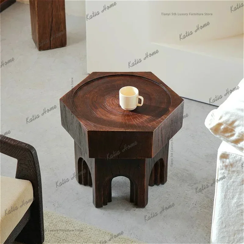 ld Japanese Wabi Sabi Style Solid Wood Coffee Table Nordic Homestay   Wood Stump Root Carving Vintage Furniture