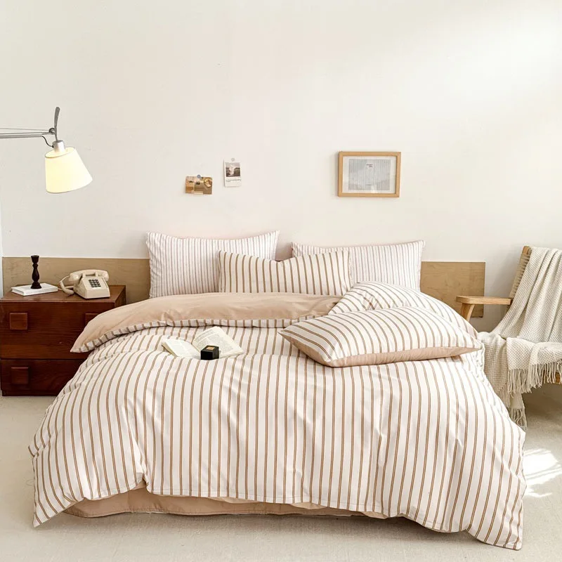 Quilt cover pure cotton simple and fashionable four-piece set dormitory three-piece set