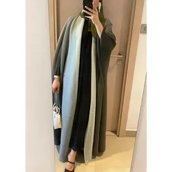 Middle East Fashion Robe Gradient Trench Coat Shawl Jacket Women's Pleated Casual Coat Long Scarf Tie Cardigan Long Sleeve