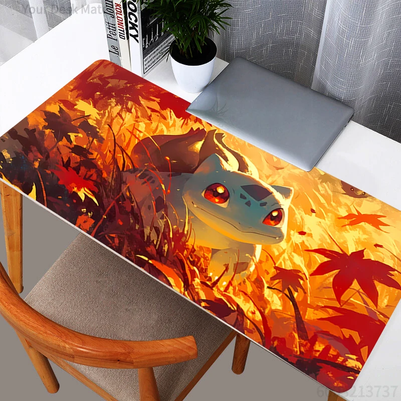 Großes Mauspad für Gamer, Bulbasaur-Zubehör, Speed-Tastatur, Gummi-Randverschluss, Schreibtischunterlage, Langlebiges Laptop-Mauspad