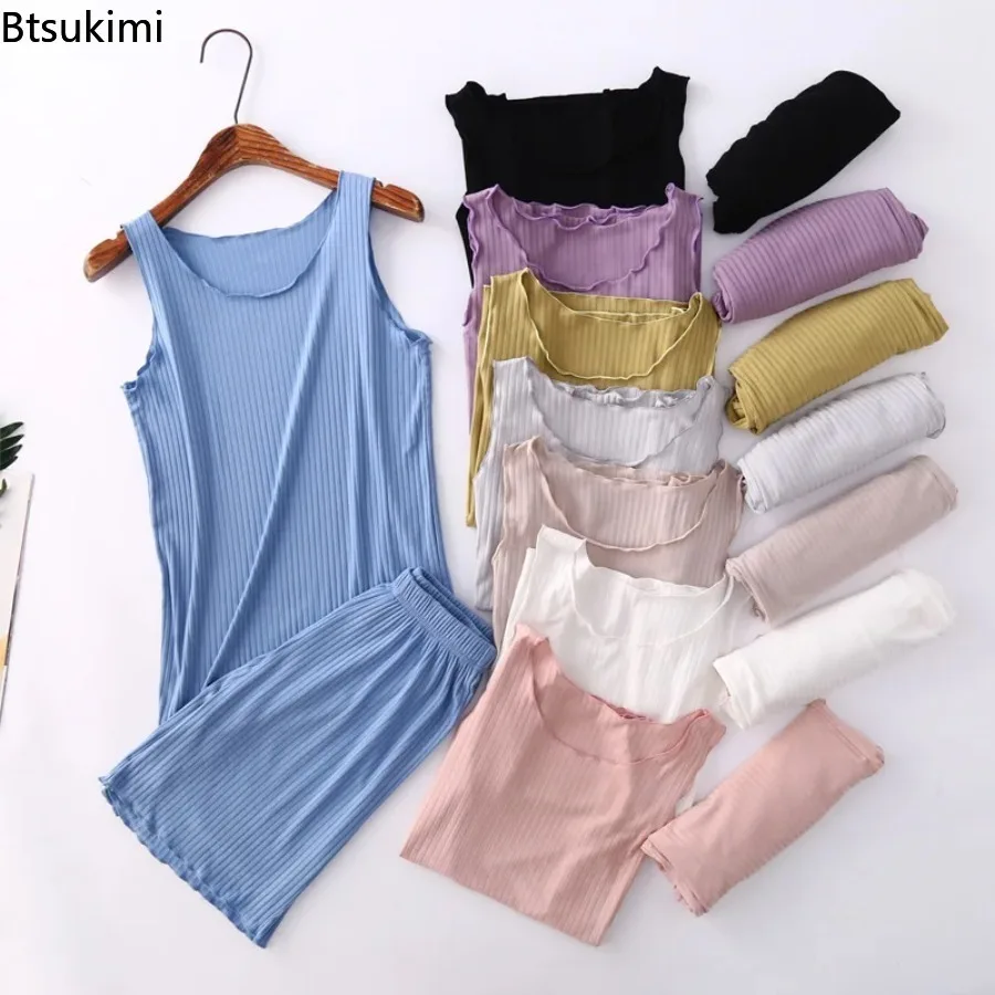 

2026 Summer Pyjamas Women New Modal Vest Shorts Two-Piece Set Korean Large Size Casual Pajamas Suit Thin Sleepwear Pijama Mujer