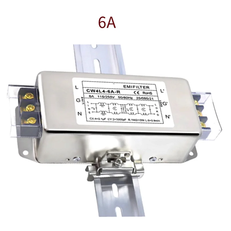 فلتر طاقة تيار متردد ذكي أحادي الطور 220 فولت رباعي المراحل CW4L4-6A-R مضاد للتدخل CW4L4-6A-R