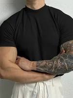 Nouveau T-shirt homme tendance 2026 – Haut de sport à col montant rayé, manches courtes, idéal pour le fitness et les loisirs – Vêtement de sport pour homme 3