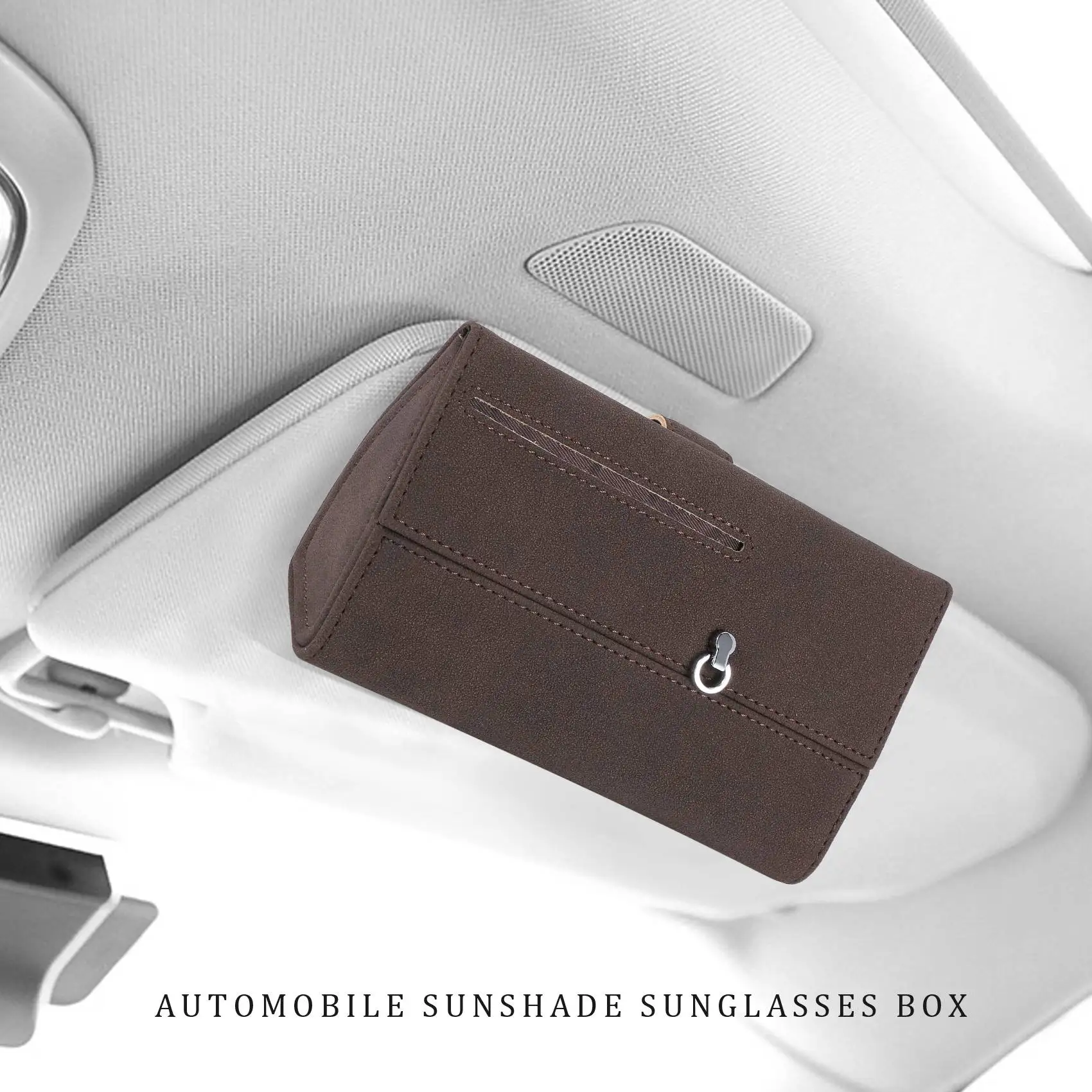 Universal Car Sunglass Holder, Car Visor Sunglasses Case, Eyeglasses Organizer Protective Box Car Accessories (Brown)