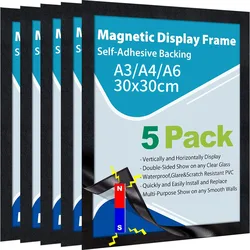 5Pack Magnet Picture Frame Children Art Picture Holder Wall Photo Organizer Display for Home Office Advertise,A3/A4/A6/30x30cm