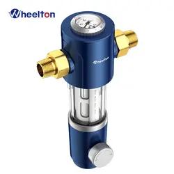 WHEELTON Whole House Water Filter Spin Down Sediment System Pre-Filter Auto-Rotated Flush Double-sided Scraper 1/2