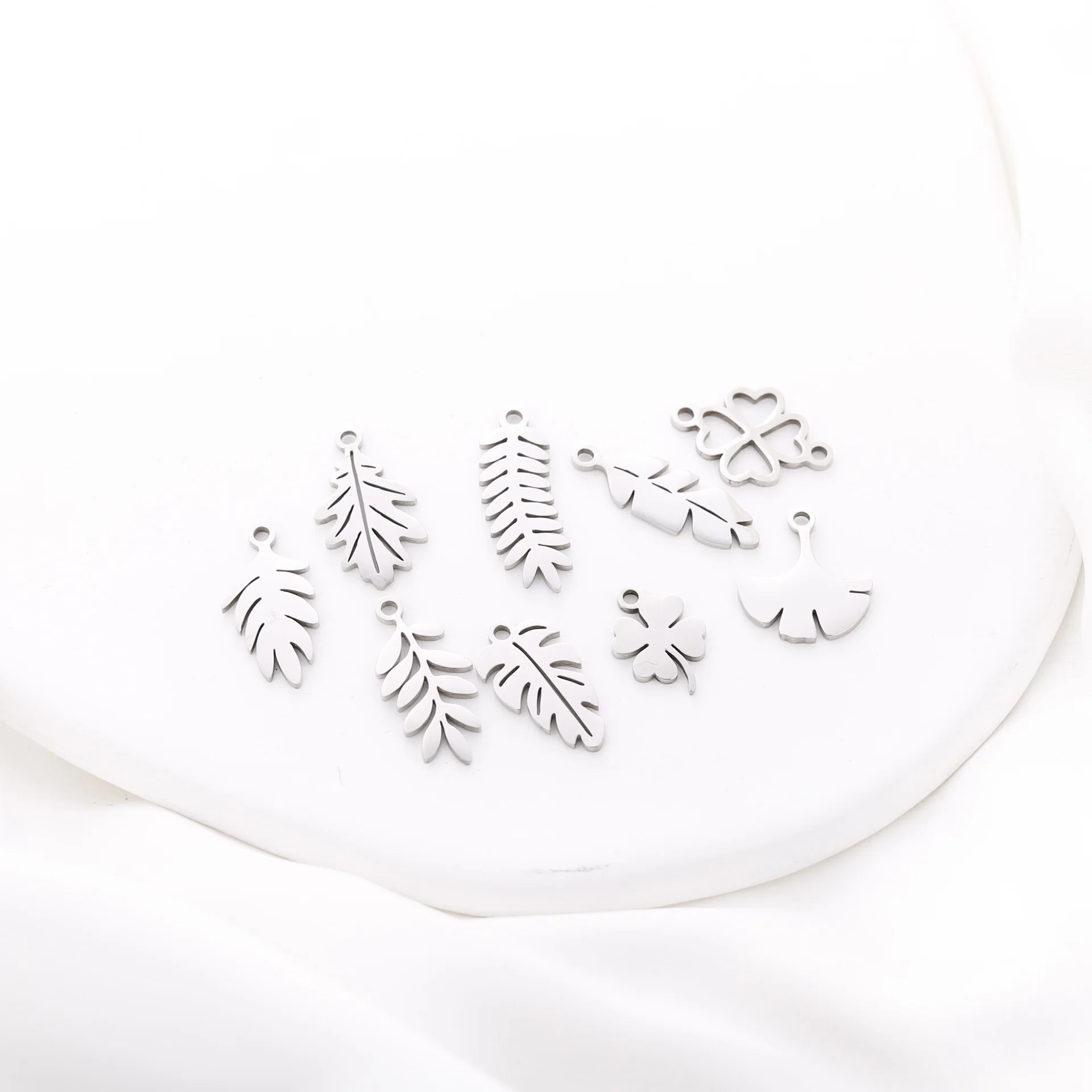 Kitykiss Gold Silver Hollow Leaf Charms Stainless Steel DIY Jewelry Making Supplies