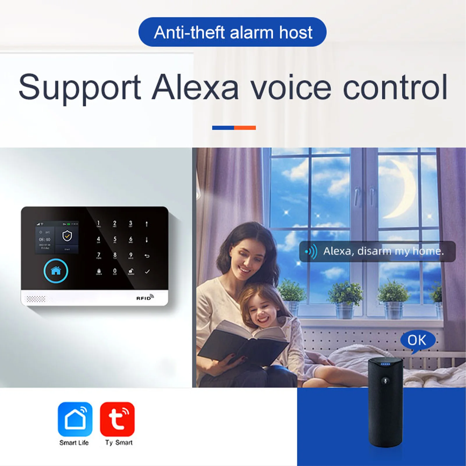 

4G WiFi Wireless Home Alarm System DIY Smart Wireless Alarm System with TY APP Control 2.4-Inch TFT Color Screen SOS Button