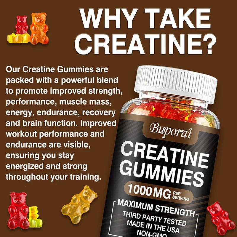 Creatine Monohydrate Gummies - Build Strength, Promote Muscle Growth, Improve Endurance and Energy