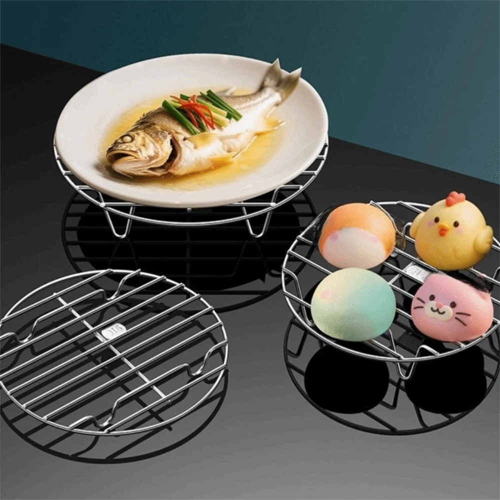 

Thick Stainless Steel Steamer Rack Sturdy Heat Resistant Kitchen Steamer Holder Round Bottom Mesh Steaming Wire Racks