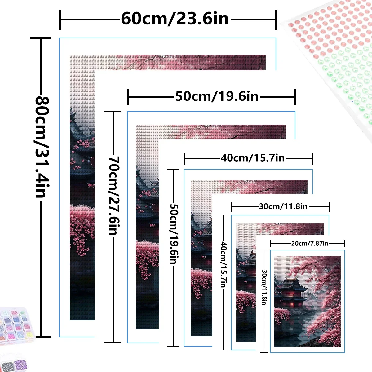Paysage de fleur de pesca بافيلون شخصية bricolage perceuse كاملة الماس peinture ديكور الماس rond فسيفساء p