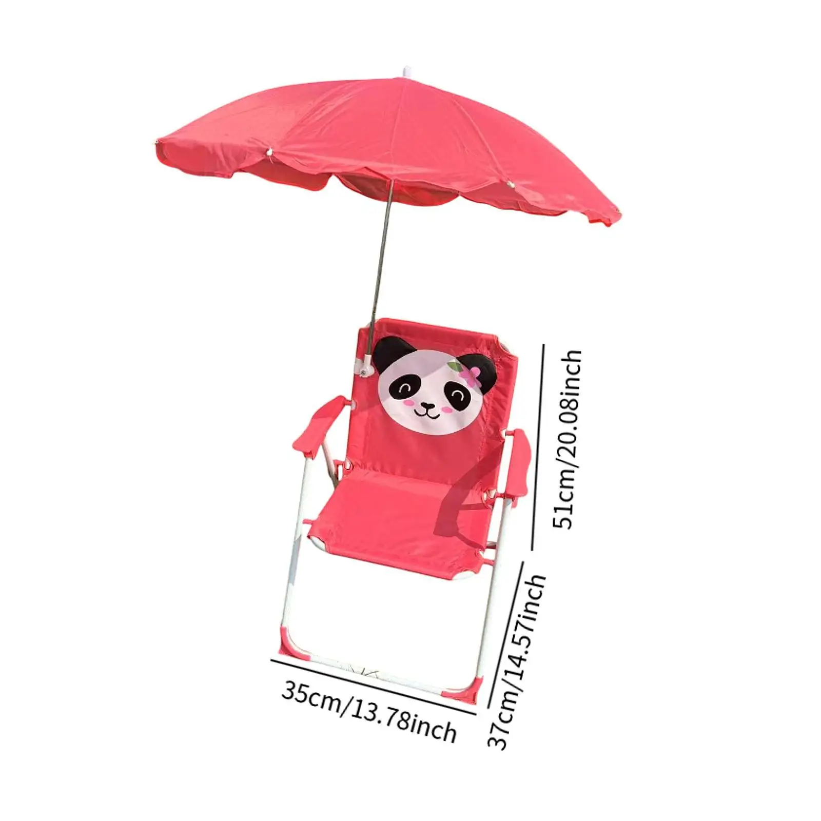 Beach Chair Camping Chair with Umbrella Backrest Foldable Sturdy Steel Frame Outdoor Seating for Picnics Boys Girls Children