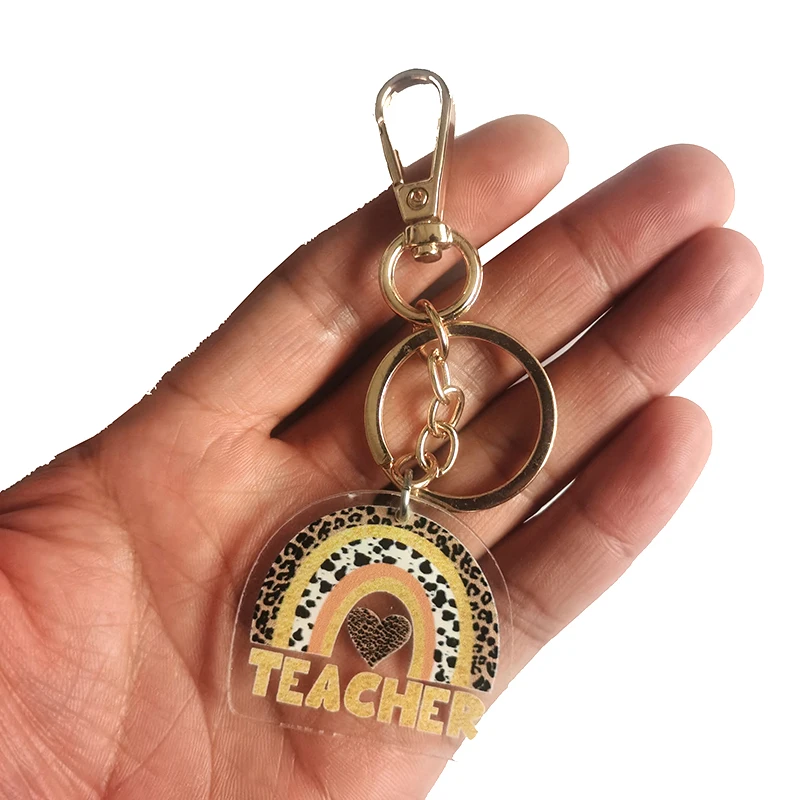 Thank You Teacher A Great Teacher Rainbow Keyring Cute Teacher keychian Ladies Men Leave Teacher Mentor Gift Ideas