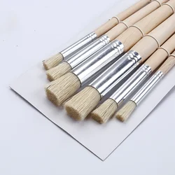 3/6/12/18pcs Stencil Paint Brushes Set Bristle Hair Wooden Handle Perfect for DIY Crafts Watercolor, Oil, and Acrylic Painting