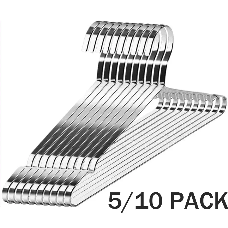 Premium Stainless Steel 8mm Clothes Hangers,Heavy Duty Metal Coat Hanger with Non-slip Notch,Durable Closet Organizer for Shirts