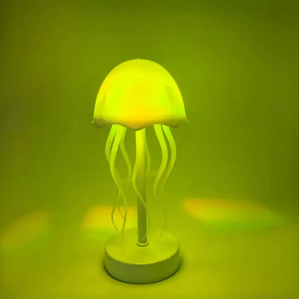 Warm/RGB Light 3D Floating Jellyfish Lamp Adjustable Tapping Change Colors Cartoon Jellyfish Table Lamp Realistic Non-slip Base
