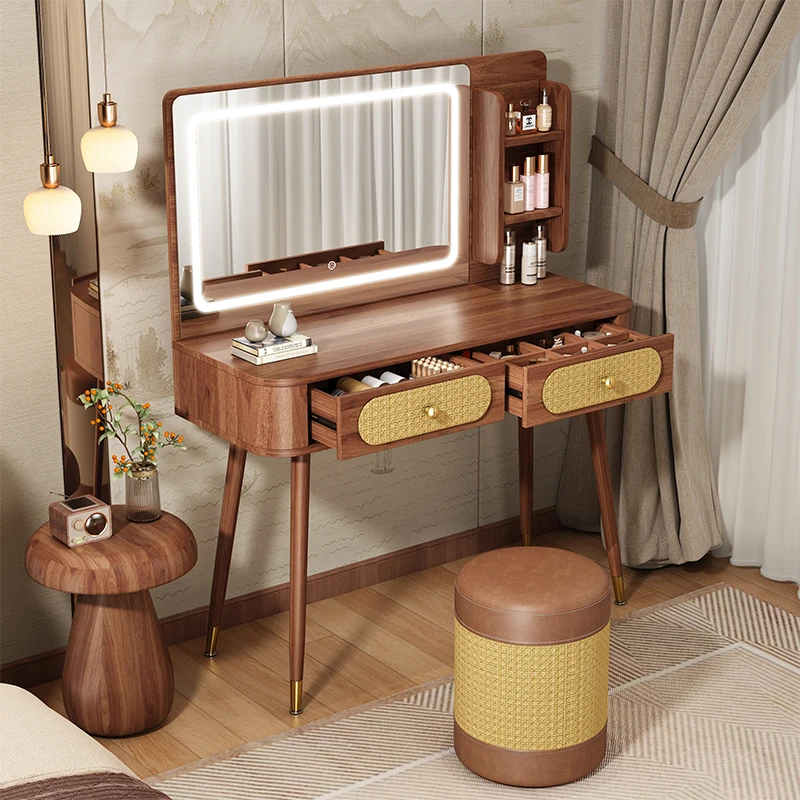 Rattan Luxury Vanity Table Tallboy Femme Unique Aesthetic Premium Vanity Table Elegant Classic Coiffeuse De Chambre Furniture