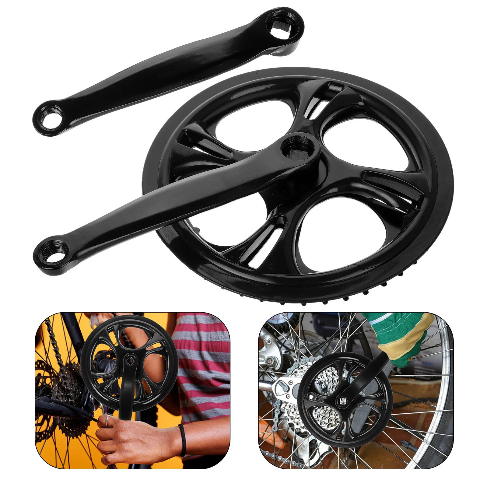 

1 Set Bicycle Crankset Lightweight Single Chainwheel Anti-Slip Design Bike Gear Crank Iron Material Durable