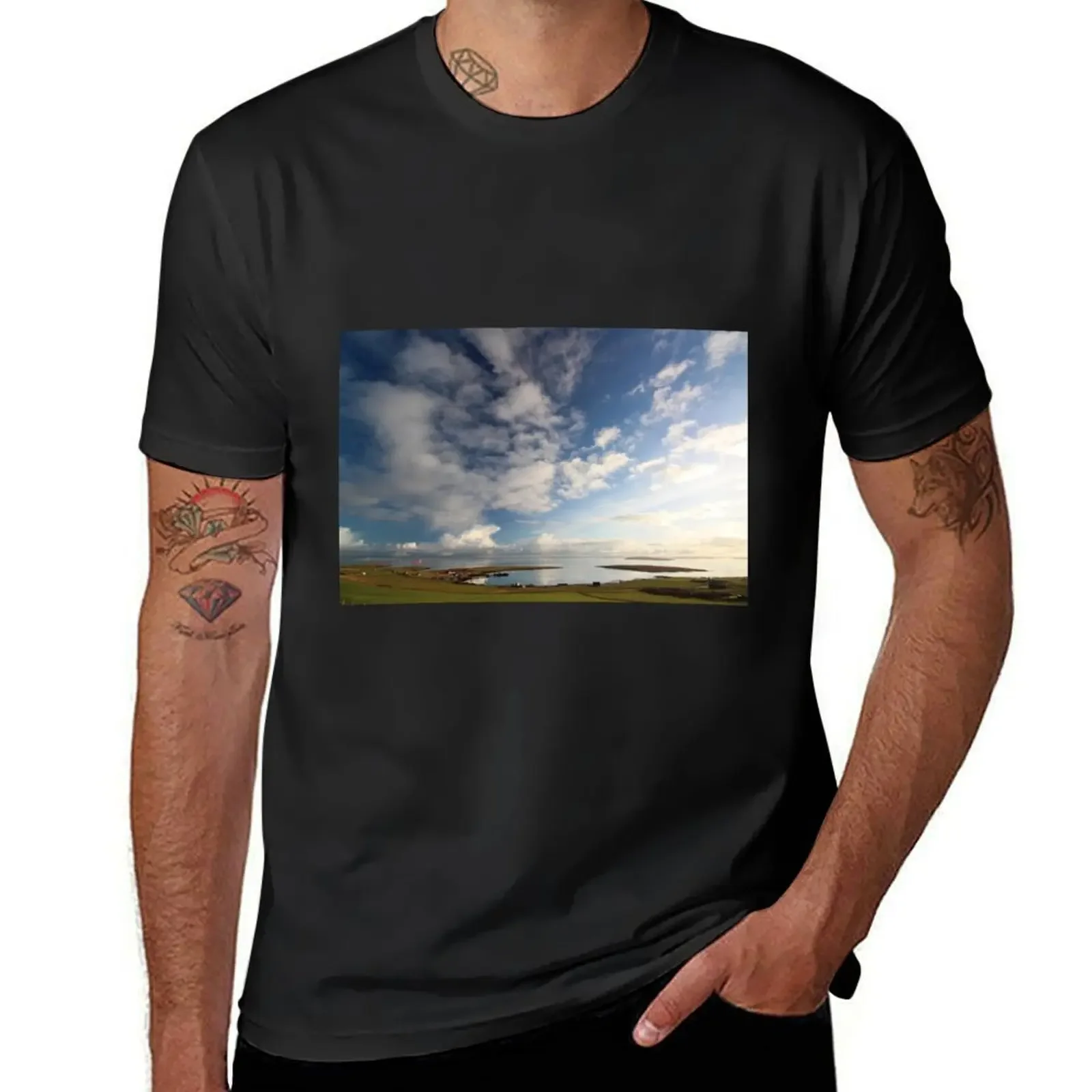 Sunshine over Scapa Flow T-Shirt quick drying custom t shirt t shirts for men graphic