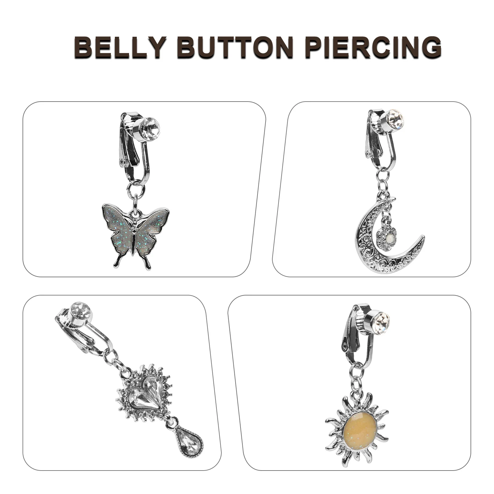 

5Pcs Body Jewelry Belly Button Rings Stainless Steel Non Piercing Navel Rings Women Fake Clip on Belly Ring Body Jewelry