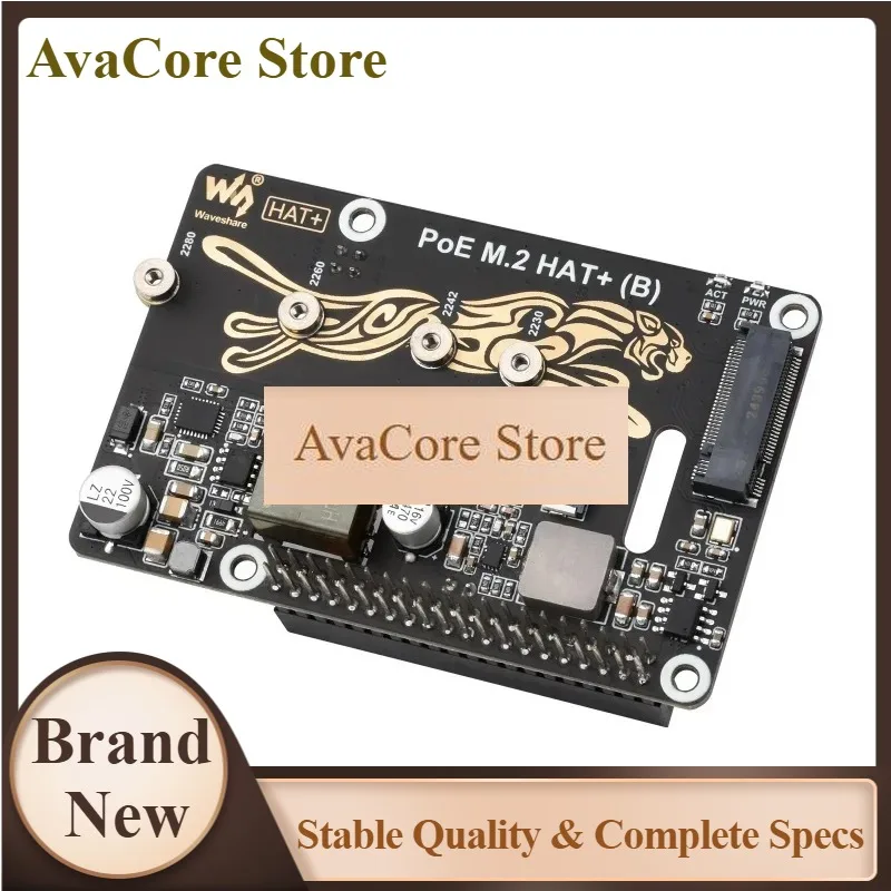 Адаптер AvaCorePoE M.2 HAT+ (B) с функцией PoE (B) для Raspberry Pi 5, поддерживает твердотельные накопители NVMe M.2, высокоскоростной.