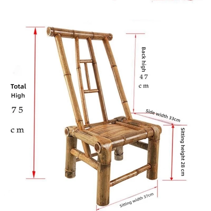 BP82 Bamboo Chair with Backrest, Traditional Chinese Photography Chair, Tea Room Dining Chair, Handcrafted Bamboo Stool for Home