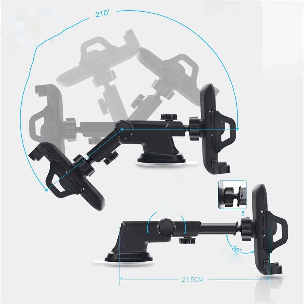 

Черная регулируемая подставка для приборной панели автомобиля с длинной шеей, автомобильный держатель для телефона, лобовое стекло, мобильное крепление, вращающаяся на 360° силиконовая присоска