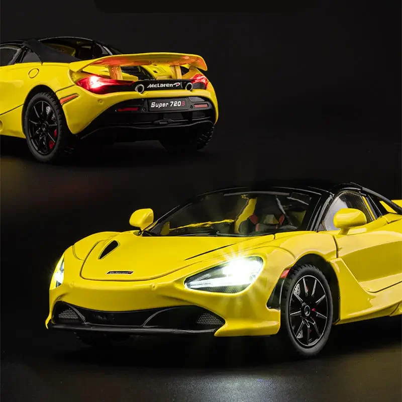 1:24 McLaren 720S Alloy Racing Car Model Diecast Metal Sports Car Model Simulation Sound And Light Collection Childrens Toy Gift